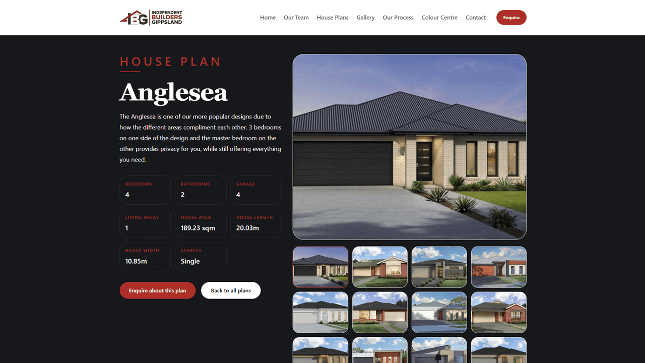 Independent Builders Gippsland content management view